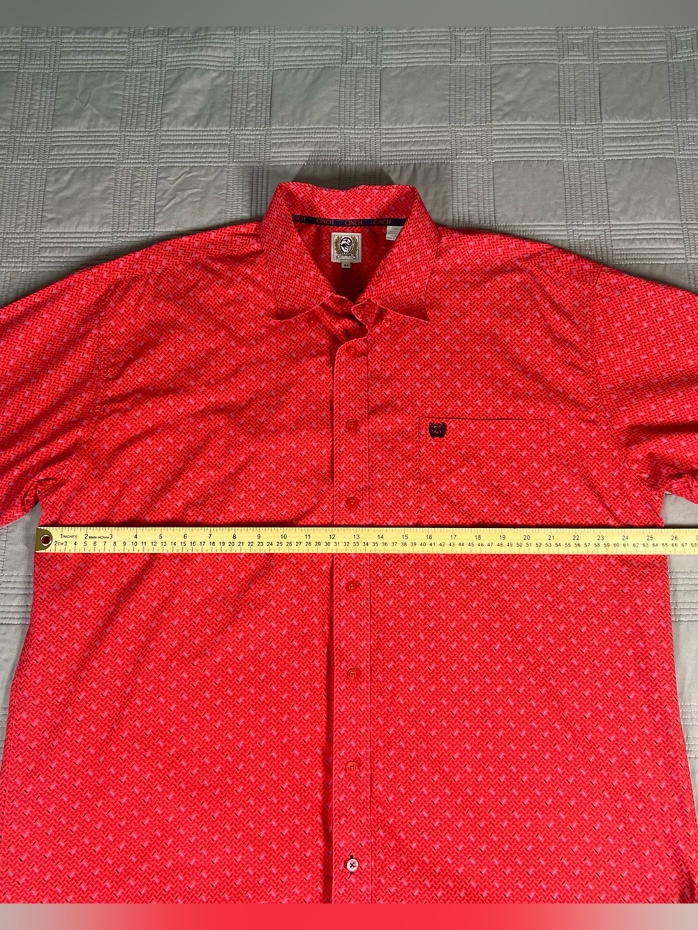 Cinch Shirt Mens Size XL Red Print Button Up Short Sleeve Cowboy Western Rodeo - Picture 9 of 10